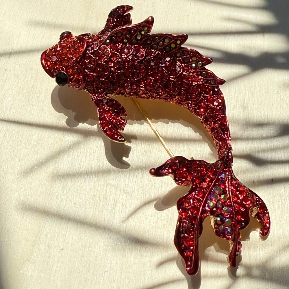 Betsey Johnson Red Fish Brooch Pin